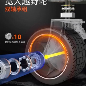 Camping <b>Cart</b> Foldable Extra Large Outdoor <b>Trolley</b> Four Wheel Metal Push Up Style 300 Jin Load Capacity Shopping Use - Product Image 5