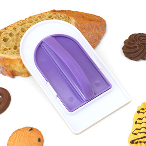 Màu tím 2 mảnh có thể tháo rời đường lật bánh bề mặt splater Kem scraper DIY Mô phỏng thân thiện với môi nhựa Baking công cụ - Product Image 3