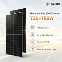 Panneaux solaires monocristallins de type N Huasun Himalaya Plus 2000V Series 720W 725W 730W 740W 750W 760W pour systèmes solaires commerciaux