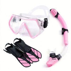 Venta directa de fábrica, equipo de esnórquel, multicolor, opcional, dos tamaños, aletas ajustables, máscara de media cara, juego de esnórquel - Product Image 2