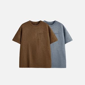 Camiseta Oversize Vintage Lavada con Tejido de Punto Grueso, Diseño de Logotipo Personalizado, Patrón Liso, Cuello Redondo, Estilo Casual - Product Image 6