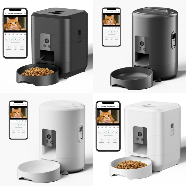 2L Smart Pet Feeder with Timed Remote Feeding for Dogs, Camera-Enabled Visual Feeding for Cats and Dogs