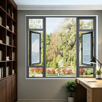 Ventanas de Doble Acristalamiento Insonorizadas Resistentes a Huracanes, Ventana Abatible de Aluminio con Aislamiento Térmico para Casa