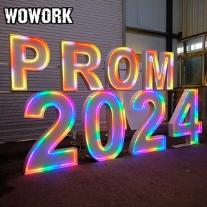 WOWORK-letras <span class=keywords><strong>led</strong></span> de neón para boda, letreros de metal, <span class=keywords><strong>RGB</strong></span>, 3d, marquesina, oferta de fábrica - Product Image 6