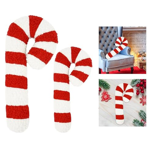 Fast Shipping Cozy Christmas Pink Candy <b>Cane</b> Sherpa Pillow Decor Fuzzy Throw Pillow Holiday Decor - Product Image 3
