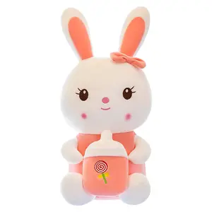 Creative water bottle rabbit plush toy super cute children's milk bottle plush pillow custom logo