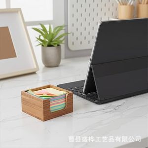 Wooden Memo Box Desktop Storage Organizer Natural <b>Wood</b> Polished Edges Non Slip Base Office <b>Desk</b> Stationery Holder - Product Image 4