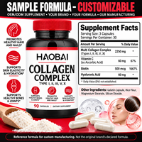 Capsules de collagène complexe directement de l'usine, types I, II, III, V, X, 90 unités, complément nutritionnel beauté, fournisseur OEM, marque privée