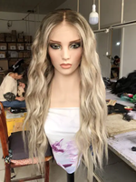 Perruque Cheveux Humains Ondulés Ombrés Blonds, Perruque Frontale en Dentelle HD 13x4 Pré-Pluckée, Ligne de Cheveux Naturelle, Cheveux Humains Remy pour Femmes