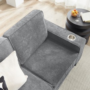 Canapé 3 places en velours côtelé, canapé-lit moderne compressé, éponge durable pour hôtel, villa, salon, chambre, bureau - Product Image 4