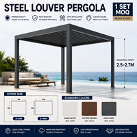 Pergola à lames en acier avec structure en aluminium, acier au carbone Q235, simple couche, réglable manuellement, pour villa, bord de piscine, cour arrière