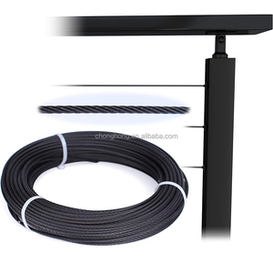 Câble de garde-corps intérieur de 150 pieds, câble d'avion 7x7 1/8" noir en <span class=keywords><strong>acier</strong></span> inoxydable T316, câble métallique pour <span class=keywords><strong>escalier</strong></span>, terrasse et clôture - Product Image 1