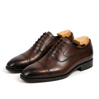 Chaussures Oxford H002-1 Balmore marron foncé pour homme, à lacets, formelles, pour le bureau, les mariages et les occasions professionnelles.