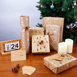 Papel Kraft de Navidad desechable recubierto de alta calidad 80g 43*300cm rollo de embalaje de regalo de cumpleaños personalizado - Product Image 3