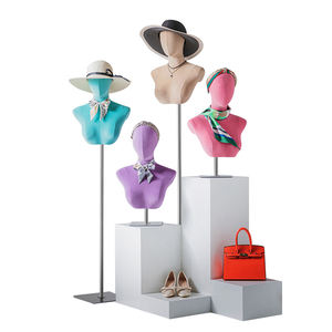 Bijoux de luxe <span class=keywords><strong>Buste</strong></span> Présentoir Mannequin Perruque Présentoir <span class=keywords><strong>Femme</strong></span> Velours Tête de Mannequin <span class=keywords><strong>avec</strong></span> Épaules - Product Image 1