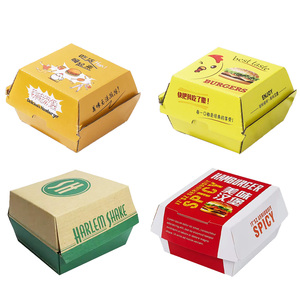 Caja para llevar hamburguesa brillante/Latte Matt laminado en relieve y lámina dorada impresa para alimentos-Juego de cajas para hamburguesas - Product Image 3