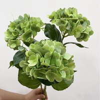 Bunga Hydrangea Buatan 4 Daun Model Baru, Bunga Hydrangea Cetak 3D, Bunga Pot untuk Rumah, Bunga Hias Dekorasi Luar Ruangan
