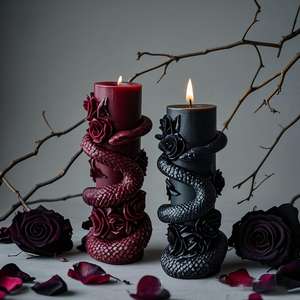 Bougie <span class=keywords><strong>pilier</strong></span> parfumée en cire de soja en forme de <span class=keywords><strong>serpent</strong></span> pour Halloween, faite à la main, vintage, haut de gamme, ambiance créative, cadeau de fête - Product Image 4