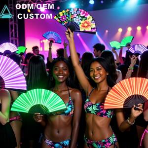 13 इंच बड़े यूव चमक बांस फोल्डिंग हैंड पर्यावरण अनुकूल त्योहार और संगीत शैली चित्रित सजावट के साथ पार्टी की आपूर्ति - Product Image 3