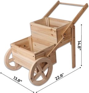 Jardinière verticale à 2 niveaux Chariot en bois de style campagnard Grand kit marron pour jardin Décoration extérieure Plantation pour utilisation en pépinière - Product Image 6