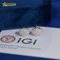 Boucles d'oreilles ovales en argent massif 925 plaqué rhodium avec diamant de laboratoire HPHT taille brillant, serties de diamants, fermoir à vis, bijoux Iced Out