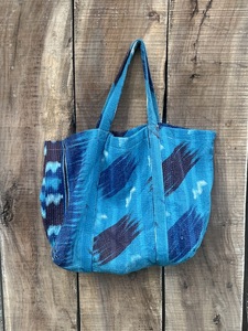 Designer Bohemian Embroidery Cotton Kantha <b>Fabric</b> <b>Tote</b> <b>Bag</b> Hand-Stitched Quilted Shoulder Carry Sustainable Reusable Shopping - Product Image 2