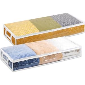 침대 보관 가방 아래 투명 창 강화 손잡이가있는 플라스틱 대용량 보관 용기 지퍼 이불 가방 - Product Image 1