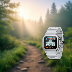 Montre connectée AW39, écran LCD rectangulaire de 1,54 pouce, bracelet en acier, moniteur de santé avec boussole, GPS, étanche 5 ATM, pour hommes et femmes - Product Image 2