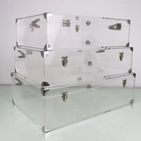 Casier empilable en acrylique coffre vintage avec serrure meubles boîte de rangement en acrylique transparent vitrine vêtements rangement coffre organisateur