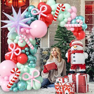 Kit de guirlande de ballons de Noël Candyland, 115 pièces, rose, rouge, menthe, turquoise, canne à sucre, étoile, arc, décoration de fête de Noël - Product Image 2