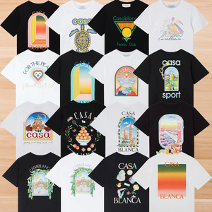 Camiseta de manga corta estilo americano, de moda, de nicho, holgada, con estampado puro, para comercio exterior. - Product Image 1