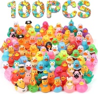 100 Canards en Caoutchouc Assortis, Lots en Vrac, Jouets de Bain Flottants en PVC Qui Couinent, Cadeaux Nouveauté pour Enfants, Idéal pour Fêtes