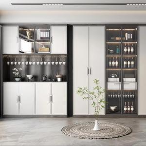 Meubles de luxe personnalisés porte coulissante en verre stockage vin couleur rouge armoires de cuisine - Product Image 1