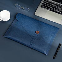 Carpeta de Archivos Tipo Sobre, de Cuero PU, Portadocumentos A4, Organizador con Botón, Bolsa de Almacenamiento de Archivos para Negocios