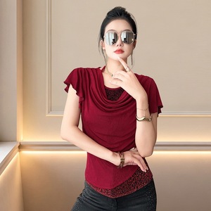 Crewneck Strap Color Matching All-match Short-sleeve T-shirt Women's 2026 Summer New Simple Fashion Slim-fit Top - Product Image 6