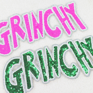 Parches de chenilla de alta calidad brillo Navidad Claus hierro en Navidad personalizada grandes parches de lentejuelas para ropa - Product Image 3