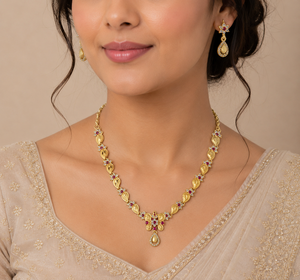 DIVYORO Gold Plated Butterfly Motif <b>Necklace</b> Set with <b>Ruby</b> Accents Luxury Ethnic Bridal Jewelry for Women Wedding Ceremony - Product Image 4