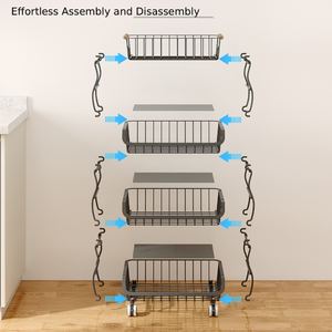 Organizador de Almacenamiento de Cocina, Cesta Multiusos Móvil para Frutas y Verduras, Carrito con Ruedas para Aperitivos, Estante con Ruedas para el Hogar - Product Image 2