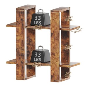 Wooden Wall Mounted Floating <b>Shelf</b> 2 Tier Storage <b>Rack</b> For Living Room Kitchen Plant Display - Product Image 3