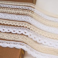 Bordure en dentelle à œillets au Crochet en coton, ruban en dentelle Vintage, bord festonné pour la décoration de mariage