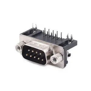 Black DR9 90-degree Curved Needle Male Connector Serial Port RS232 Connector 9Pin DR9T