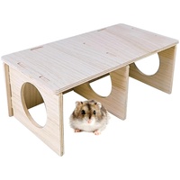 Petits animaux en bois 2 chambres cachette-Tunnel multi-chambre explorant jouet cachant labyrinthe Tunnel plate-forme Cage accessoires Portable