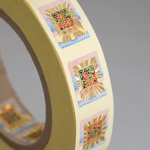 Qr Code Label Stickers Custom Waterproof Colorful Embossing QR Code Antifake Labels Hot Stamping Foil Tamper Evident Security Stickers Customized High