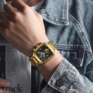 Drioshipping 2024 Hot Selling Luxury Men's Square Quartz <b>Wristwatches</b> <b>Waterproof</b> Luminous Stainless Steel Strap Crystal Dial - Product Image 4