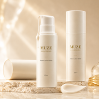 Vente en gros de flacons de lotion sans air en plastique PET de 200 ml, luxueux et mats, avec pompe cosmétique, impression personnalisée du logo et de l'étiquette