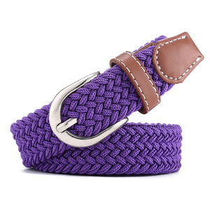 Cinturón de cintura trenzado elástico de lona para hombres y mujeres Cinturones elásticos de moda con aleación para hebilla - Product Image 4