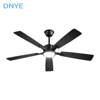 Nouveau produit : Ventilateur de plafond LED moderne noir de 52 pouces avec télécommande intelligente, silencieux, en contreplaqué, adapté aux hôtels et bureaux