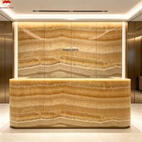 Grande dalle d'onyx jaune naturel personnalisée, épaisseur 18 mm, durable et étanche, pour escalier, table à manger, bureau d'accueil