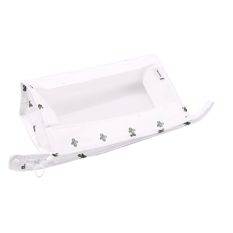 Hot sale women travel korean transparent canvas cosmetic bag with clear mesh window
