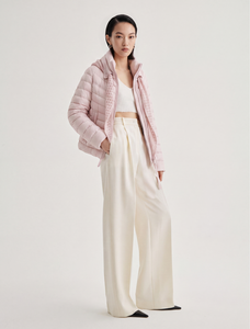Veste d'hiver matelassée légère en duvet d'oie blanc longue pour <span class=keywords><strong>femme</strong></span>, personnalisée, avec <span class=keywords><strong>capuche</strong></span> en dentelle et fermeture éclair, vente en gros - Product Image 1